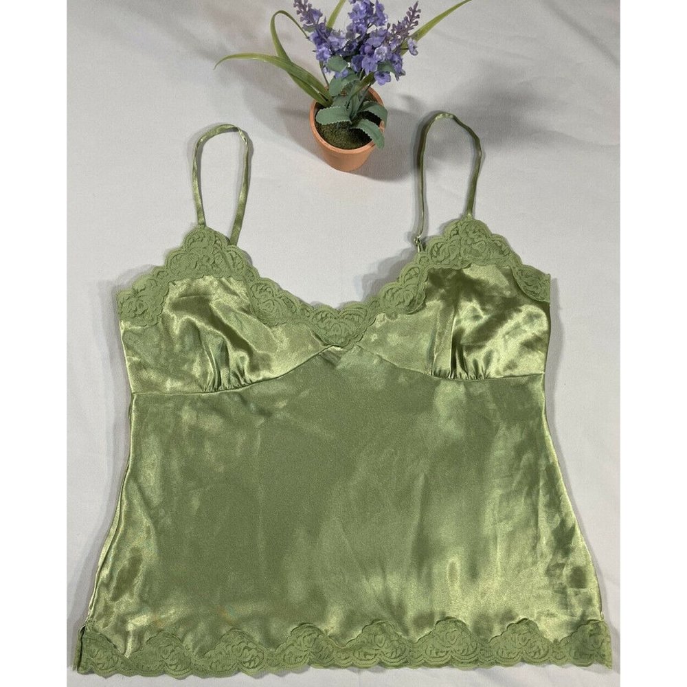 Axcess Tank Lace Camisole Sz Unknown Green Spaghetti Strap Women Lightweight VGC